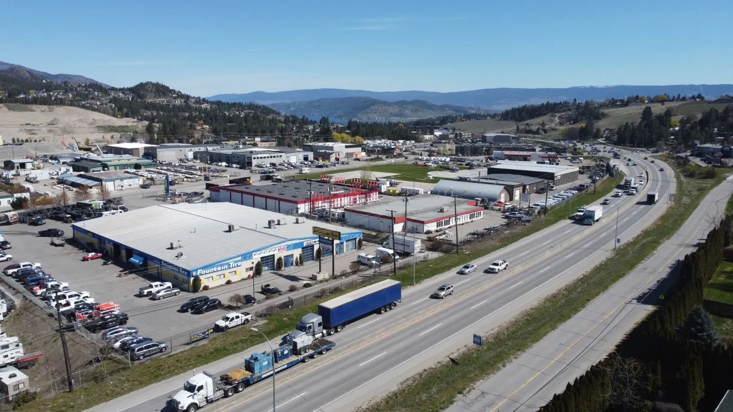 East-facing view of 1345 Industrial Road, West Kelowna